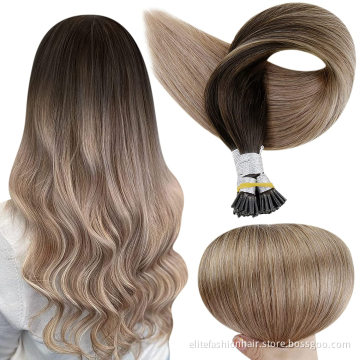 Wholesale double drawn Silky straight No any split ends pre bonded remy human stick hair I tip Hair Stick I tip Hair Extension